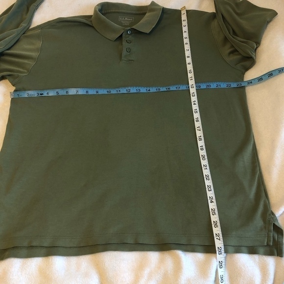 L.L. BEAN Polo Shirt Men's Size Large Green Traditional Fit Pima Cotton - Picture 4 of 11